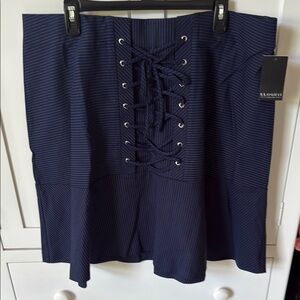 Eloquii Dark Blue Lace-Up Skirt